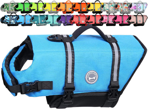 Dog Life Vest Rip Stop Dog Swim Vest, S, Blue